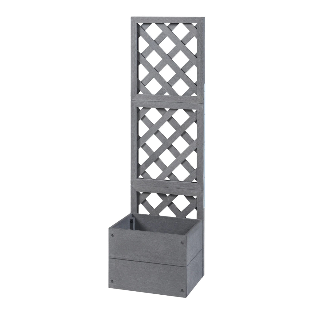 Fioriera con traliccio in legno composito 135 x 40 x 30 cm grigio 03_0009496