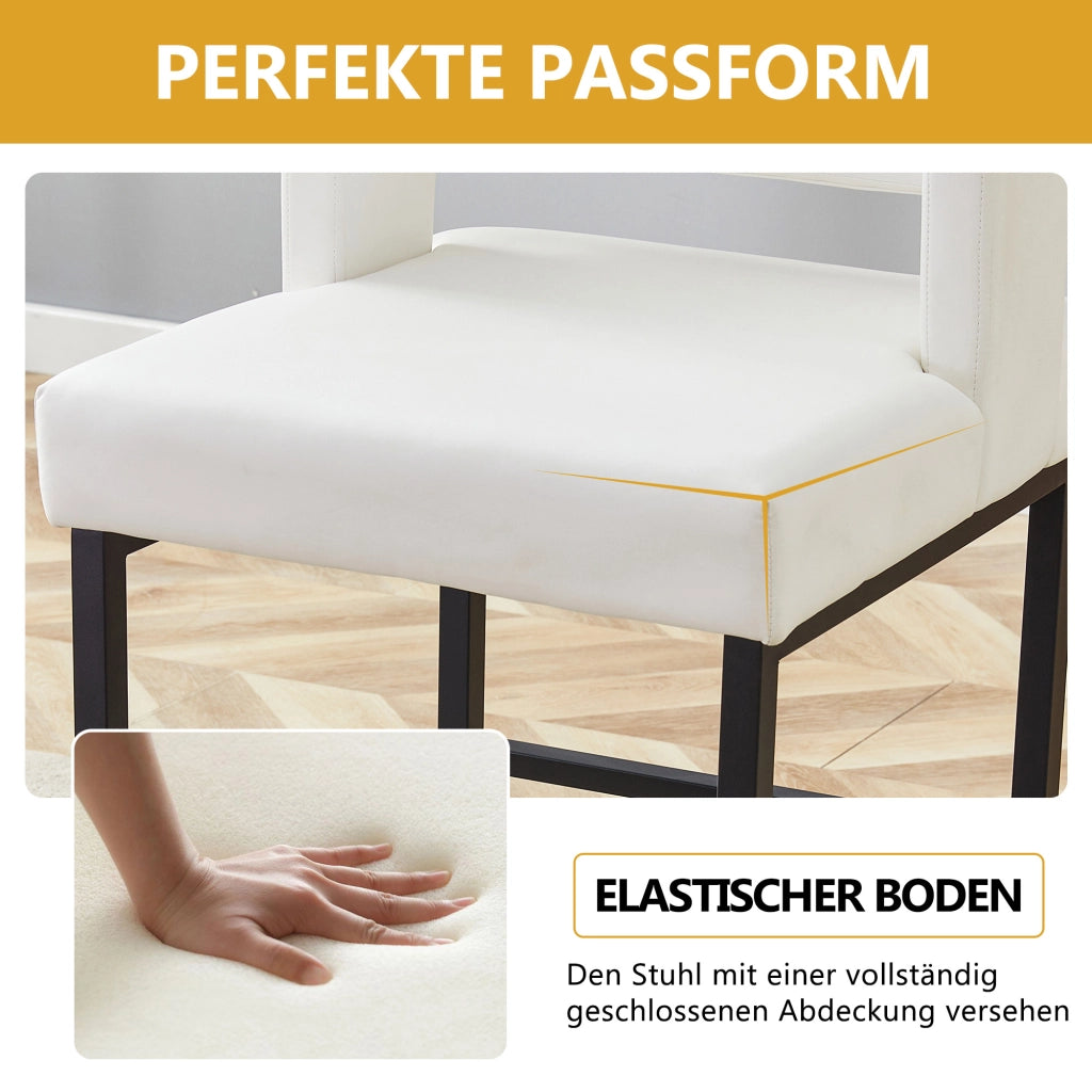 Sgabelli da bar nordici, 2 pezzi con seduta imbottita in PU bianco e gambe in metallo nero, 61 × 60,5 × 54 cm