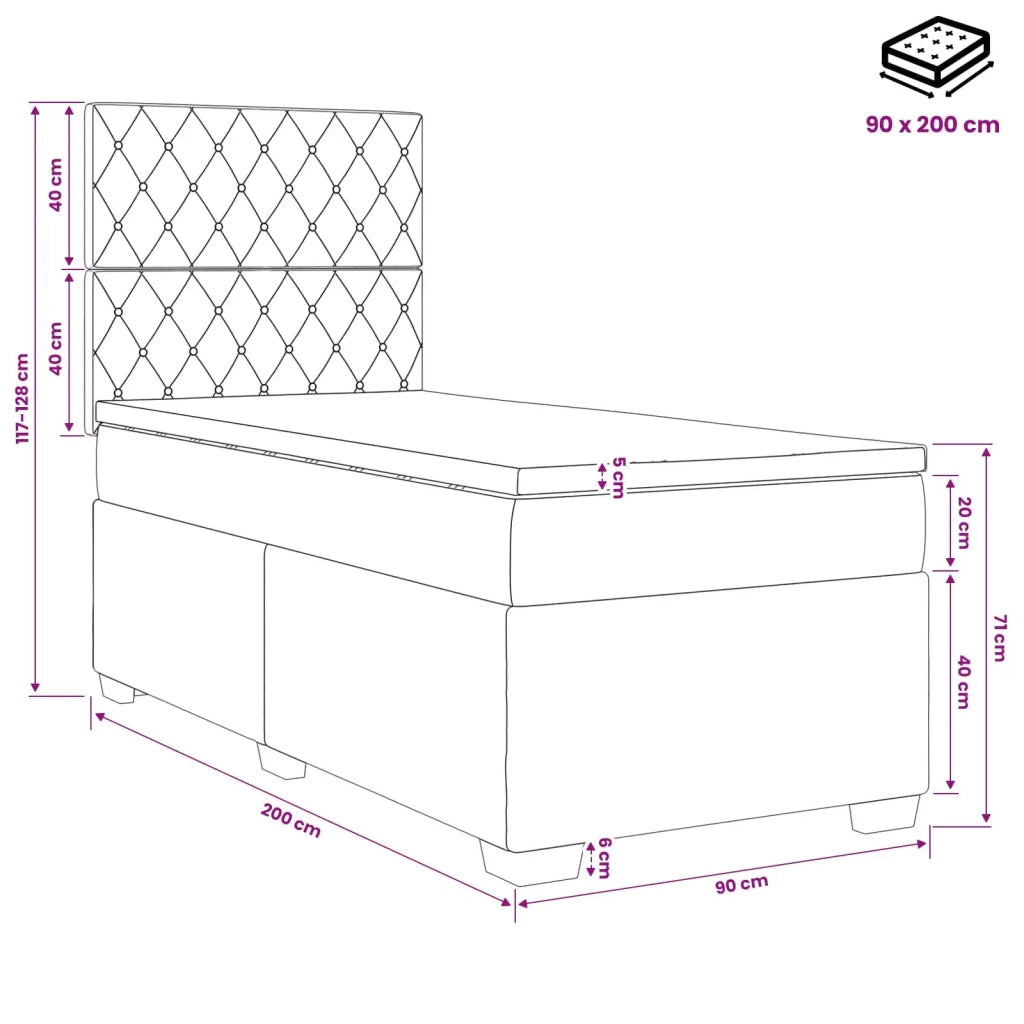 Letto box spring con materasso Rosa 90 x 200 cm Velluto 3454528