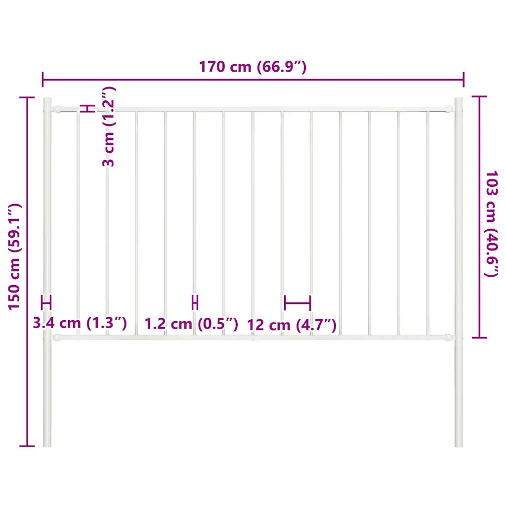 Pannello di recinzione Woerden con pali in acciaio 1,7x1 m Bianco 145216