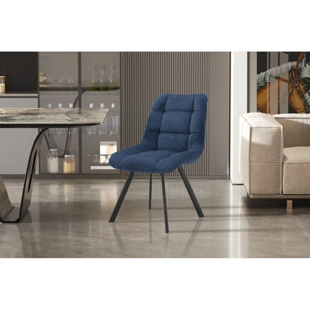 Set di 2 sedie VELMA - Tessuto blu oceano - Piedi in metallo - Design moderno - Eleganza rinfrescante