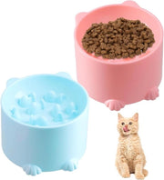 Set per gatto e piccolo cane con piatto anti-schizzo e piatto anti-slip per alimentazione lenta