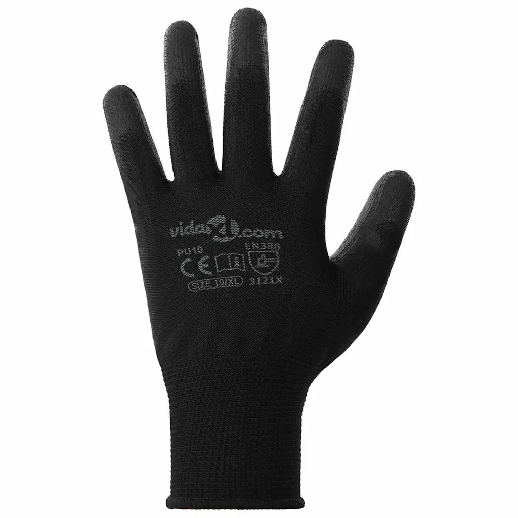 Guanti da Lavoro 24 pcs Nero 10 / xl Poliestere