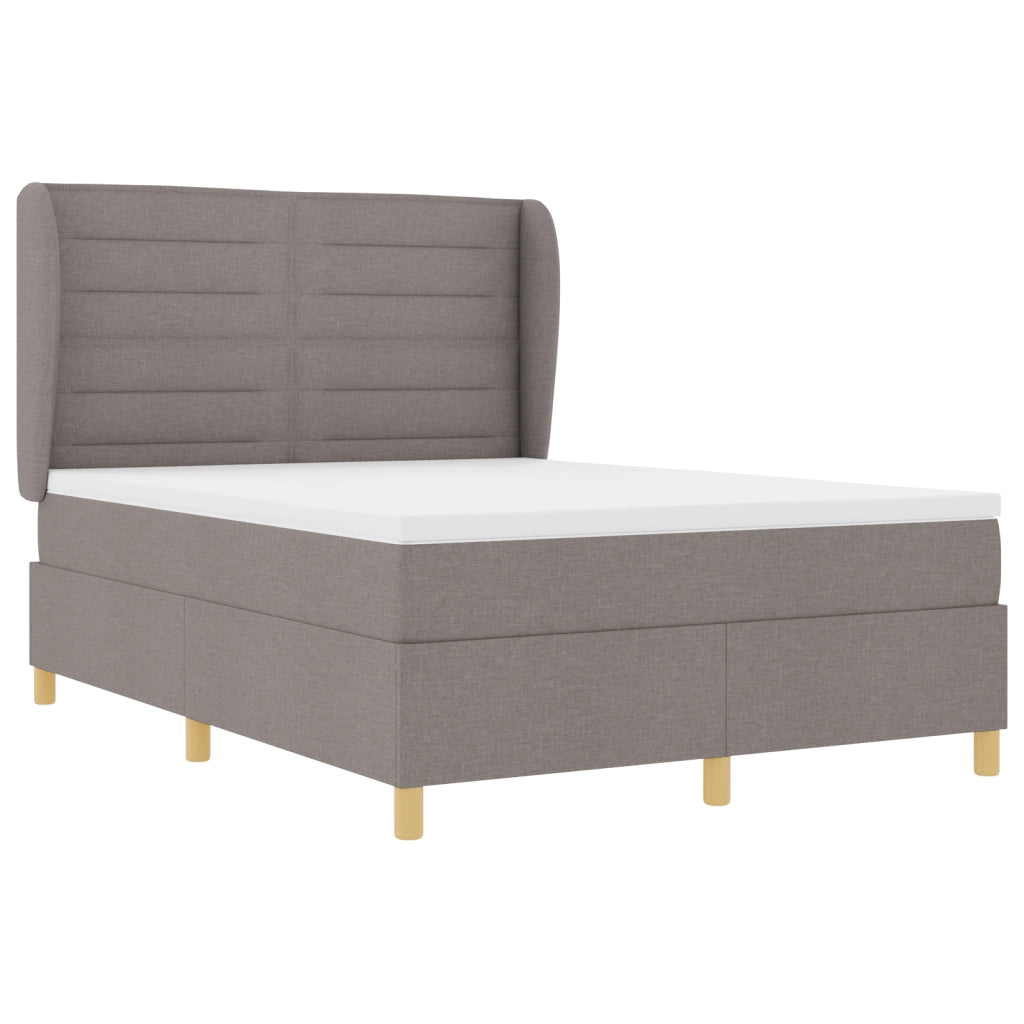 Letto Box Spring con Materasso Tortora 140x190 cm Tessuto