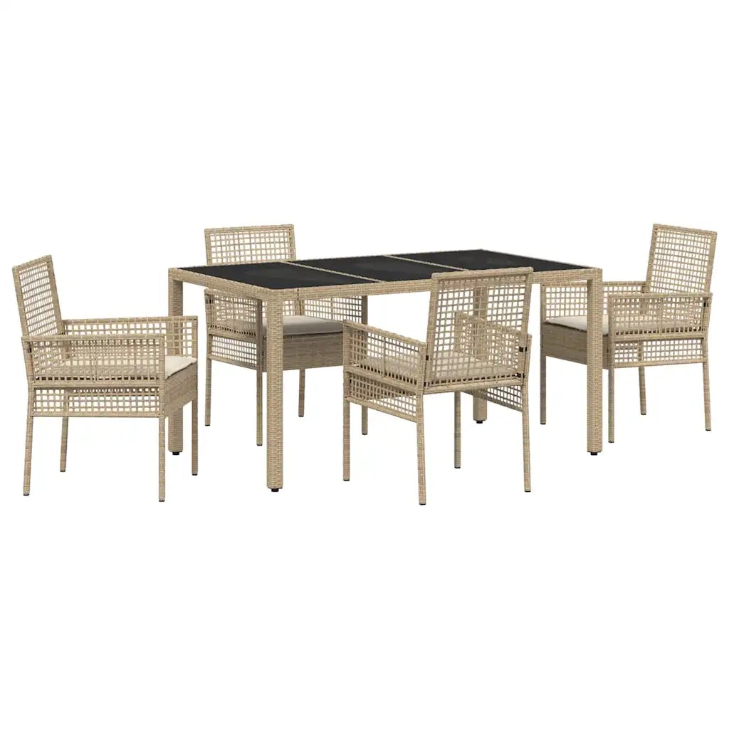 Set da Pranzo per Giardino 5 pcs Beige polyrattan 3334889