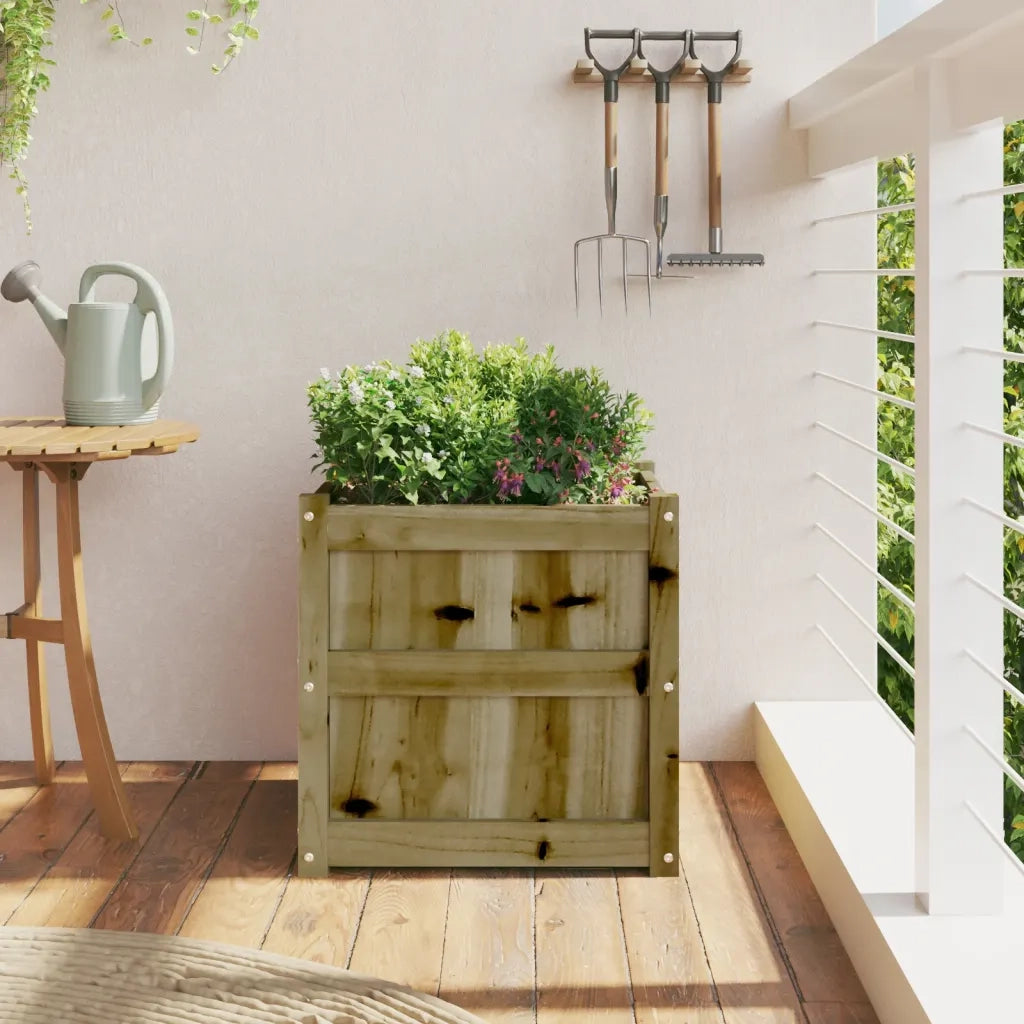 Fioriera da Giardino-Vaso da Esterno 50x50x50 cm in Legno di Pino Impregnato