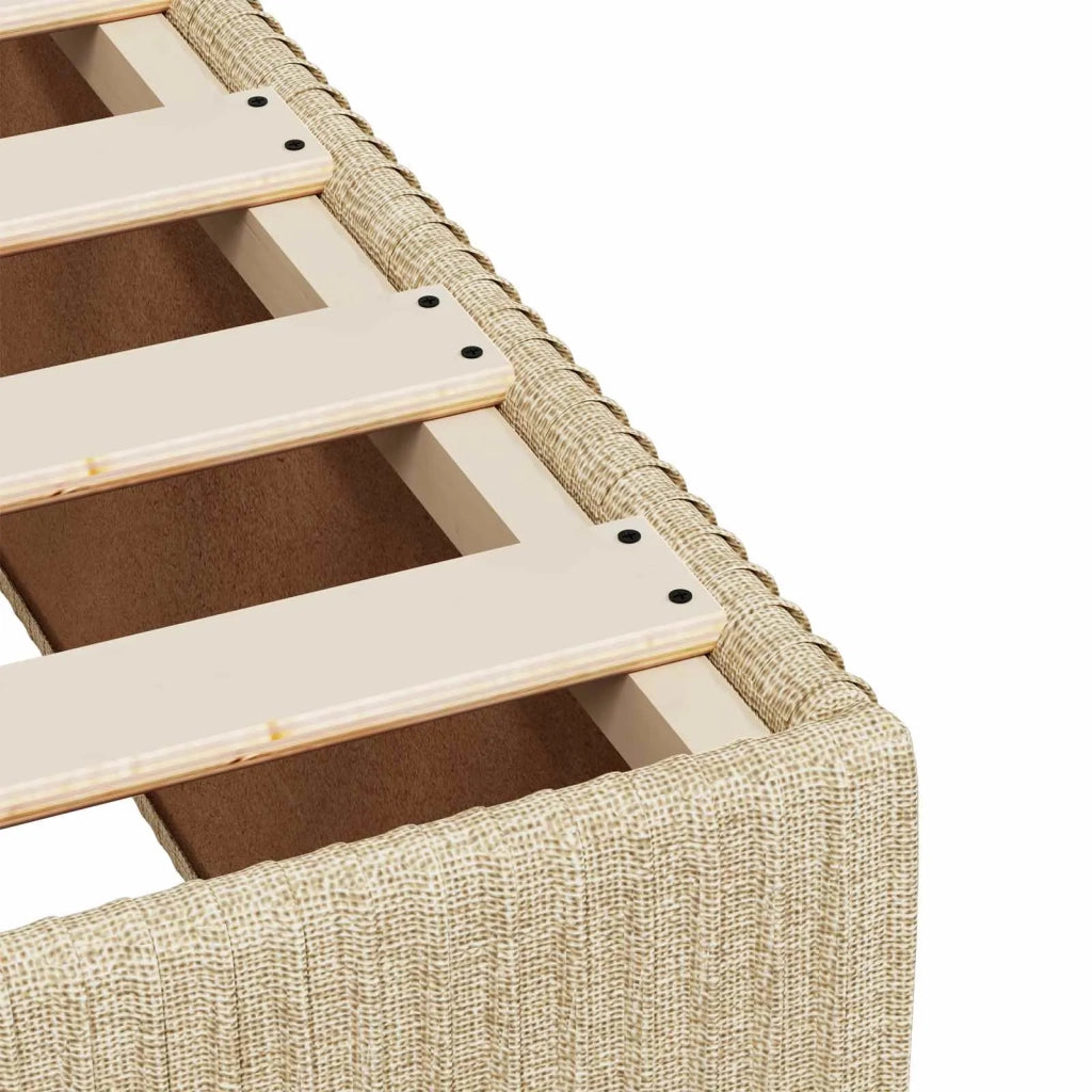 Letto Box Spring LED con Materasso Crema 200 x 200 cm Tessuto 3455949