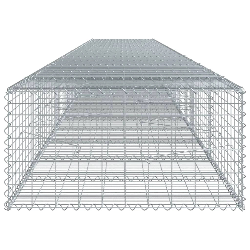 Gabbione recinto a gabbia muro di contenimento con coperchio 800 x 100 x 50 cm ferro zincato argento 02_0040202