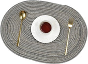 Set di 6 placemats ovale resistente al calore con superficie antiscivolo lavabile - 50 x 35 cm, colore grigio