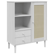 Credenza | Madia | Buffet da pranzo | Armadio da pranzo SENJA Aspetto Rattan Bianco 90x40x112cm Massello Pino