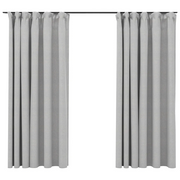 Tende Oscuranti | Tende Blackout con Ganci Effetto Lino 2 pz Grigie 140x175 cm