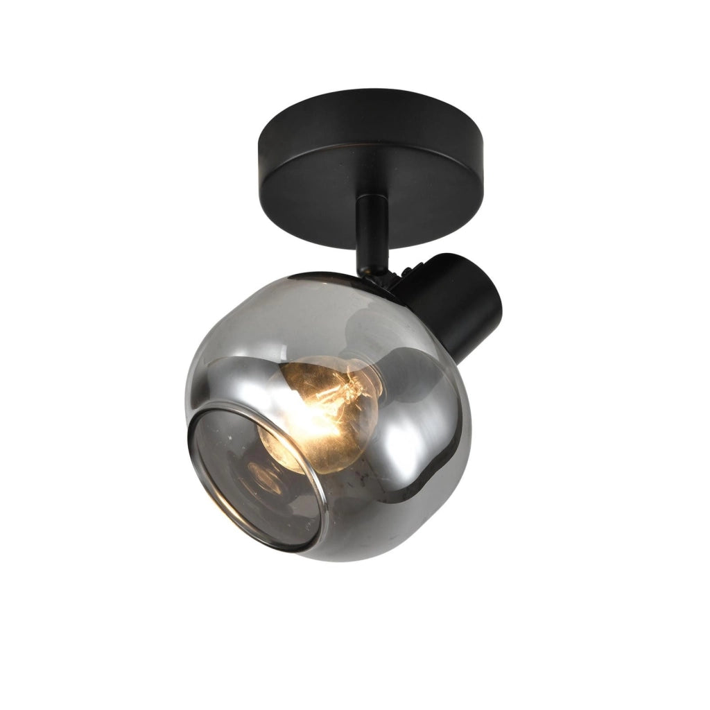 ZMH Faretto da soffitto vetro grigio fumé rotazione 350° vintage per soggiorno cucina