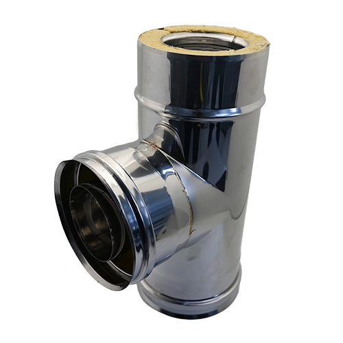 TEE IN ACCIAIO INOX 316L A 90  ° DOPPIA PARETE- D. Int. 80 - D. Est. 130- DK- pezzi 1
