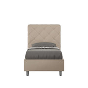 Letto imbottito Singolo 80x190 cm Priya - Similpelle,Tortora,Con rete