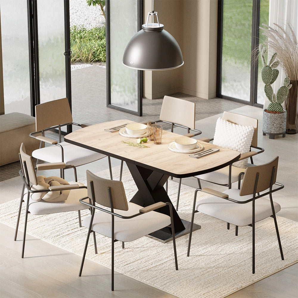 Tavolo da sala da pranzo Chinto Nero/Rovere rustico 120 x 80 cm Estensibile Vicco