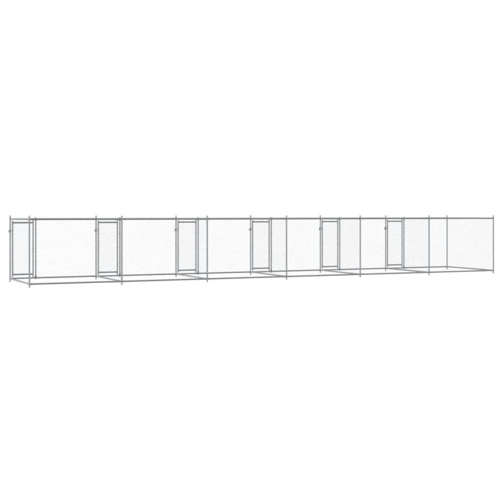 Trasportino per cani con porte 12 x 2 x 1,5 m acciaio zincato grigio 02_0041623