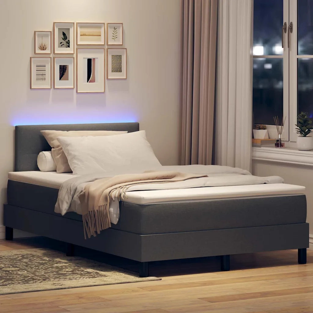 Letto a molle con materasso Grigio scuro 120 x 190 cm Tessuto 3342192