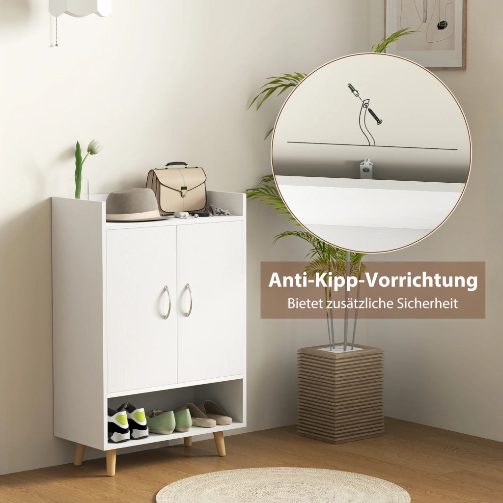 Scarpiera con ante e ripiani per ingresso ¨C zephmum ¨C bianco 60x30x92 cm