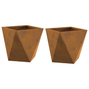Set di 2 fioriere quadrate moderne 30 x 30 x 30 cm dal design pulito stile giardino realizzate in acciaio arrugginito 02_0053061