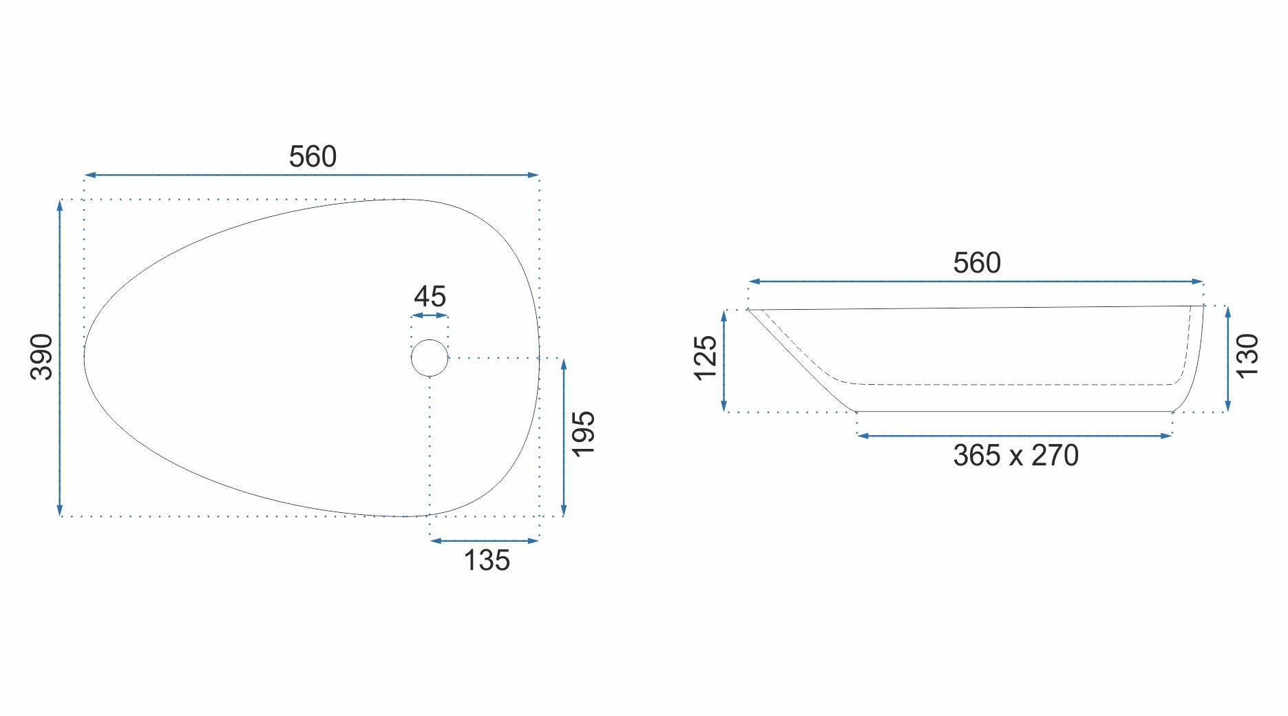 Lavabo Da Appoggio Rea Greta 55