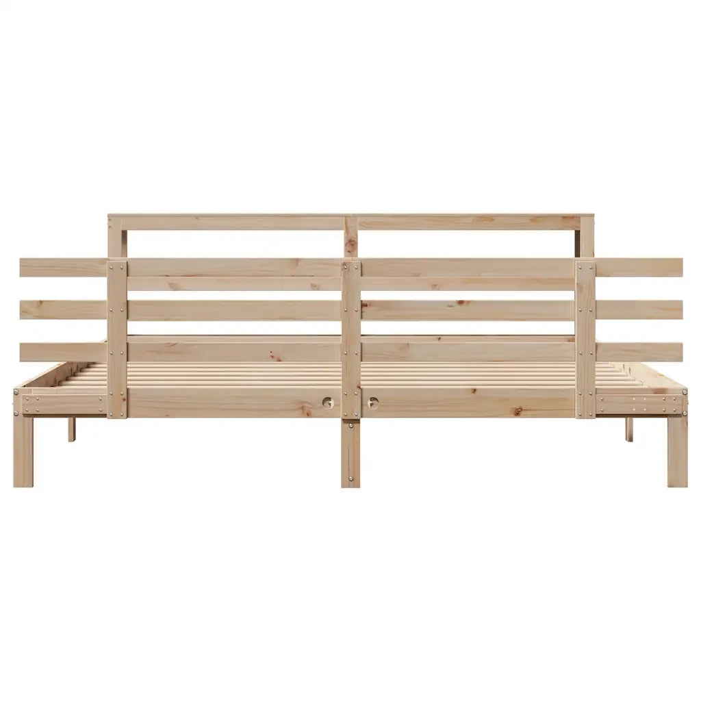 Giroletto con Testiera 200x200 cm in Legno Massello di Pino 3306120