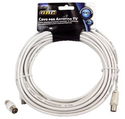 Cavo antenna tv spina/presa bianco 10m + adattatore spina/spina