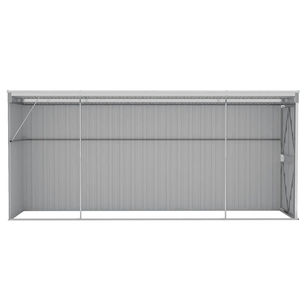 Capanno Giardino a Parete Grigio 118x382x178 cm Acciaio Zincato