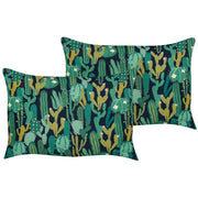 Set di 2 cuscini da giardino in poliestere verde con motivo a cactus 40 x 60 cm, rettangolari, moderni e resistenti all'acqua.