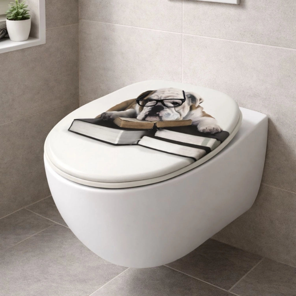 Sedile wc copri vater universale frizionato fantasia in mdf chiusura rallentata *** fantasia teacher dog, confezione 1