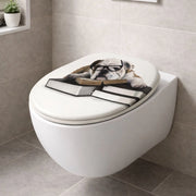 Sedile wc copri vater universale frizionato fantasia in mdf chiusura rallentata *** fantasia teacher dog, confezione 1