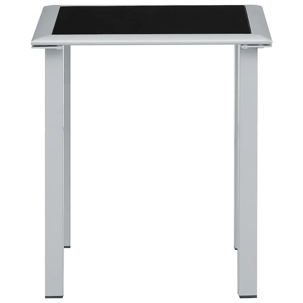 Tavolo da Giardino Nero e Argento 41x41x45 cm in Acciaio e Vetro 310541