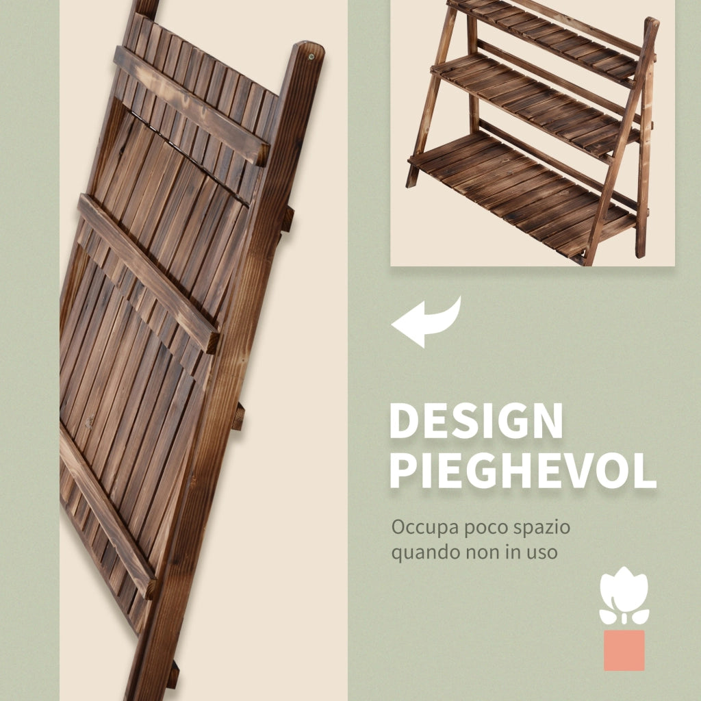 Portapiante da Giardino a 3 Ripiani in Legno di Abete 100x37x93 cm Scaletta