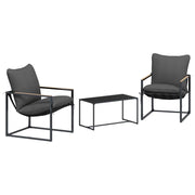 Set Divano da Giardino 3 pz | Set Salotto da Giardino Nero e antracite Acciaio