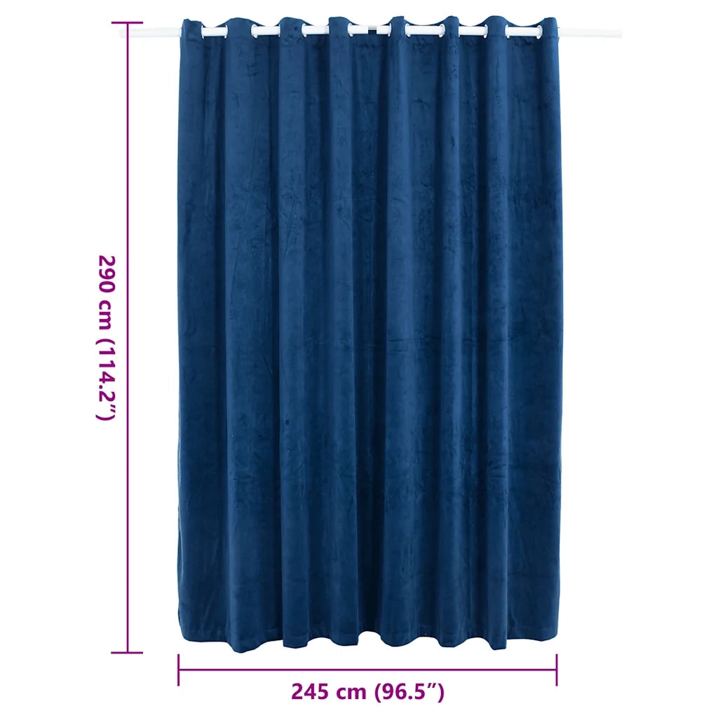 Tenda Oscurante Anelli in Metallo Velluto Blu Scuro 290x245 cm 134531
