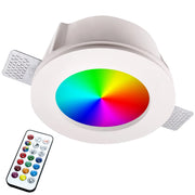 Faretto gesso tondo RGB lampada GU10 6W incasso scomparsa 125mm diffusore vetro satinato luci 230V LUCE  RGBW + 3000K