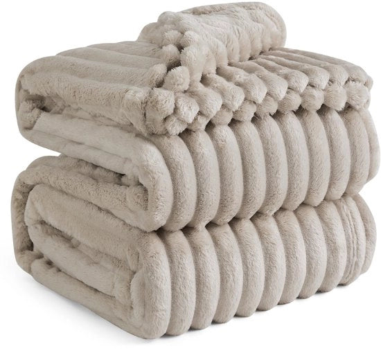 Deken XXL Beige con Tessuto a Groso Grano - 240 x 220 cm