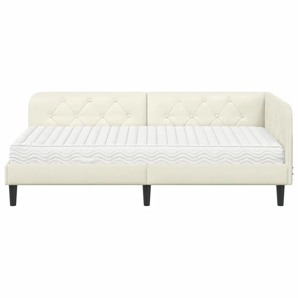 Cornice del letto ad angolo Crema 100 x 200 cm Velluto 3394171