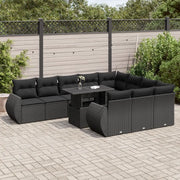 Set Divani da Giardino 11 pz con Cuscini in Polyrattan Nero 3326706