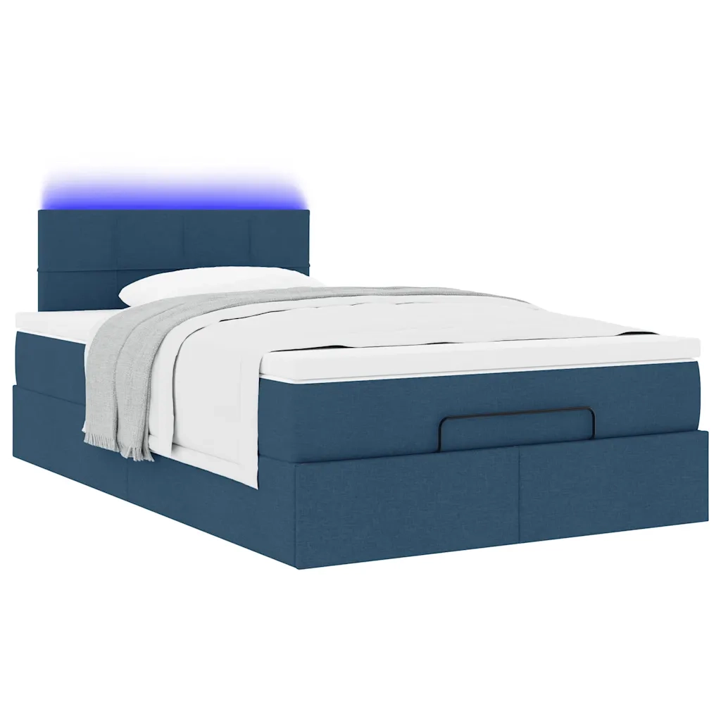 Pouf Letto con Materasso e LED Blu 120x190cm in Tessuto 3312297