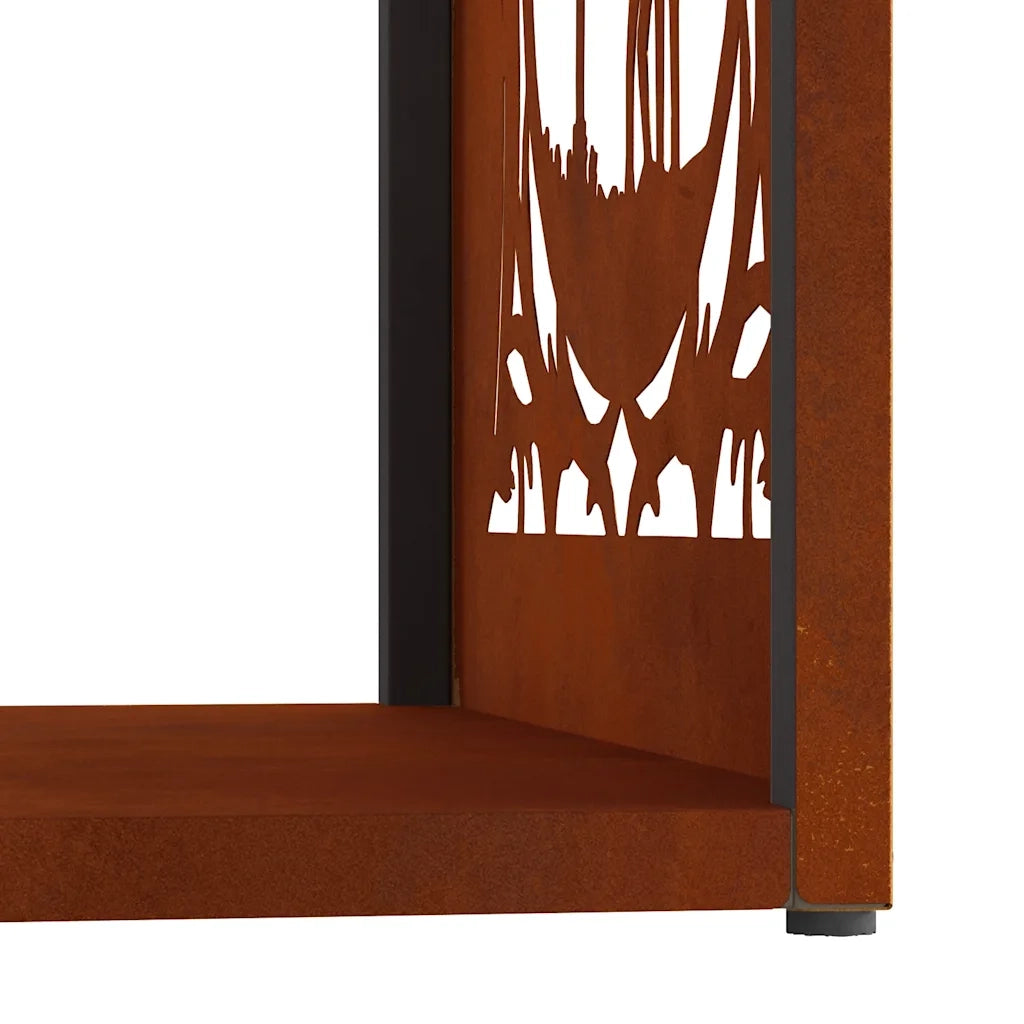Rastrelliera per Legna da Ardere 40x40x40 cm in Acciaio Corten 864254