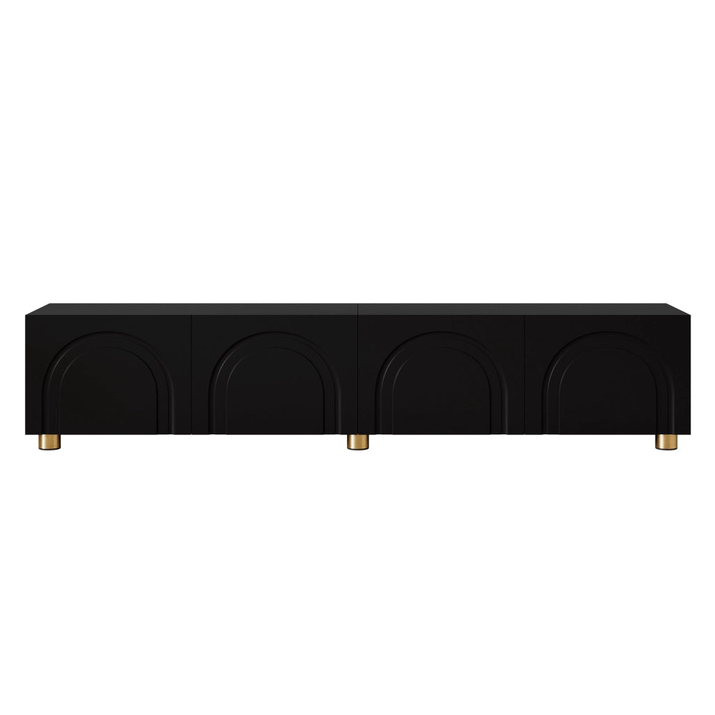 Mobile TV con 4 ante e vani interni; per soggiorno; in MDF e PB; 180×35×40 cm; nero
