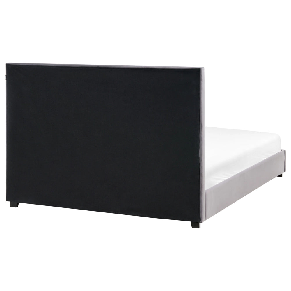 Letto matrimoniale ad acqua in velluto grigio scuro 160 x 200 cm testata imbottita stile moderno