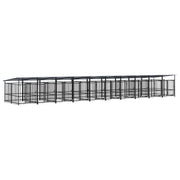 Cuccia gabbia per animali da esterno pac con tetto per cani in acciaio 18,77 m² nero 02_0041755