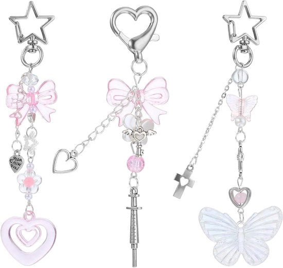 Estetica per Bambine e Donne - Chiave con Stella e Farfalla in Rosa e Bianco