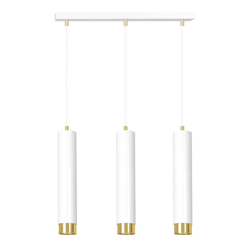 Lampada a sospensione KIBO in acciaio bianco e oro