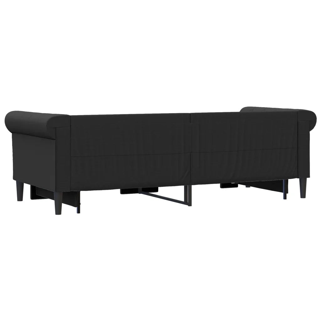 Divano Letto Estraibile con Cassetti-Sofa Letto-Daybed Nero 90x200 cm Similpelle