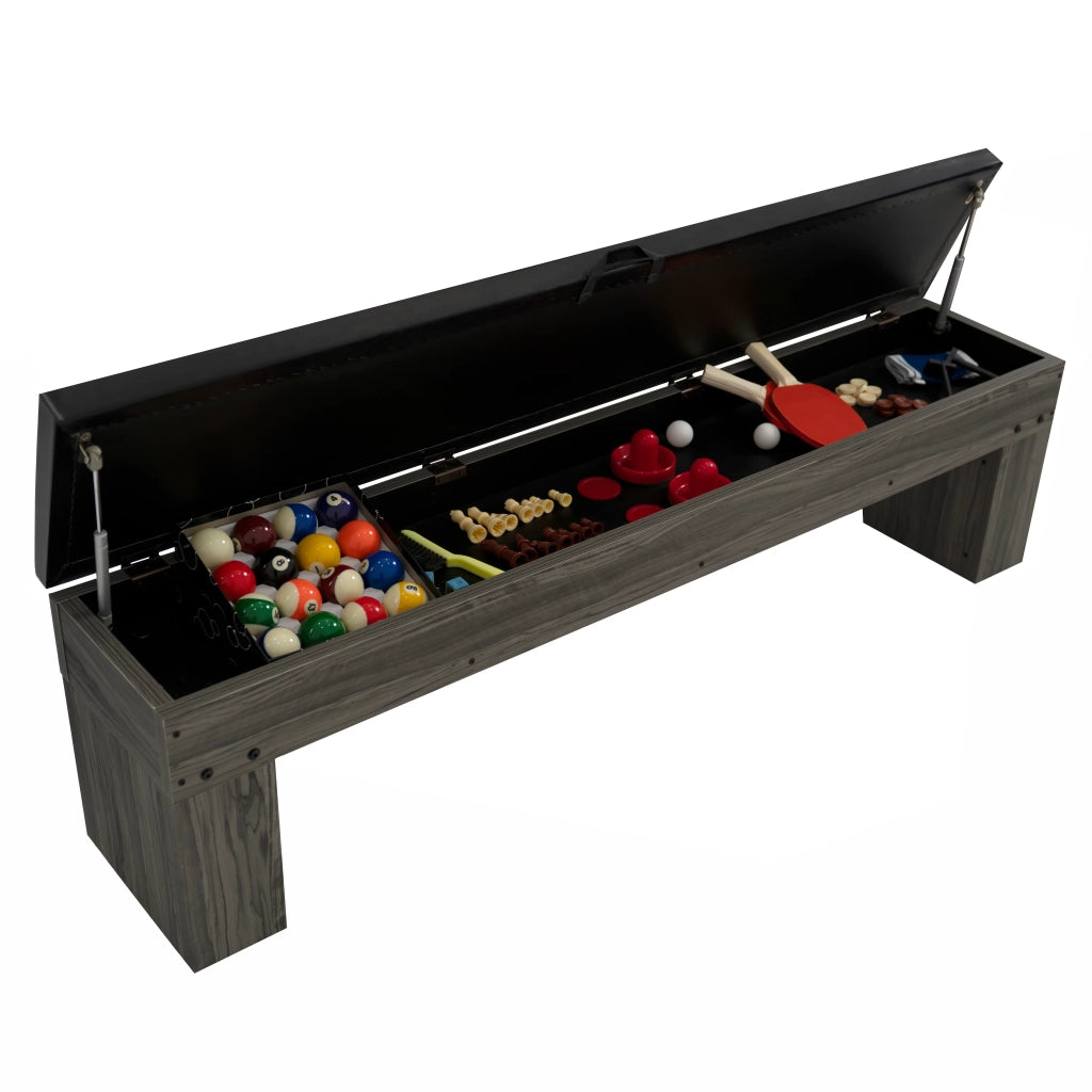 Tavolo Multi Gioco 7-in-1 7ft (213 cm) Grigio con 2 Panche Contenitore