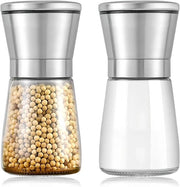 Set di macinacaffè e spezie con due macine ceramiche regolabili - Molitore di pepe e sale per pepe, sale e spezie - Molitore di pepe piccolo vetro 180 ml