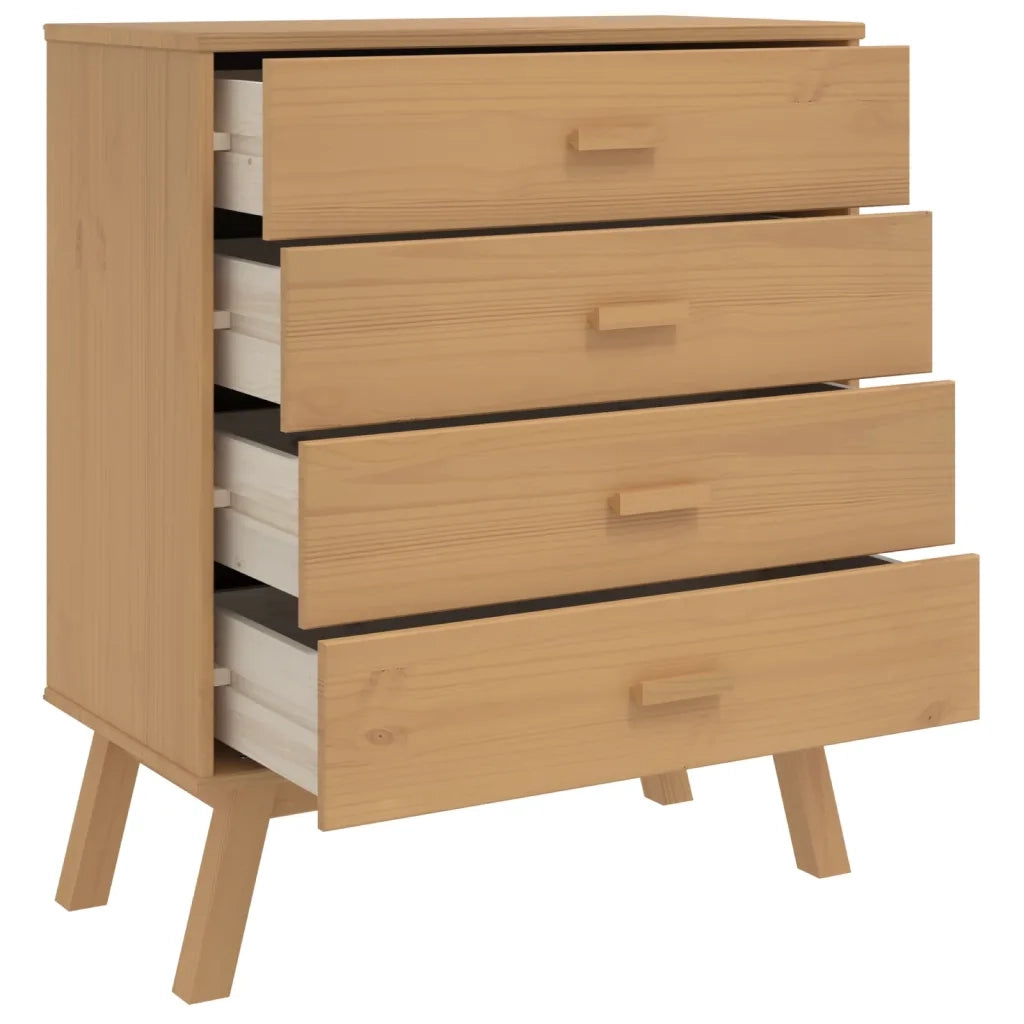 Cassettiera in stile rustico scandinavo 76,5 x 39 x 90 cm ampio spazio contenitivo finitura in legno di pino marrone opaco 02_0047356