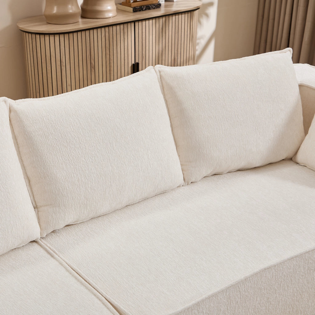 Divano modulare curvo con seduta profonda e comfort elevato in velluto bianco per soggiorno e camera da letto